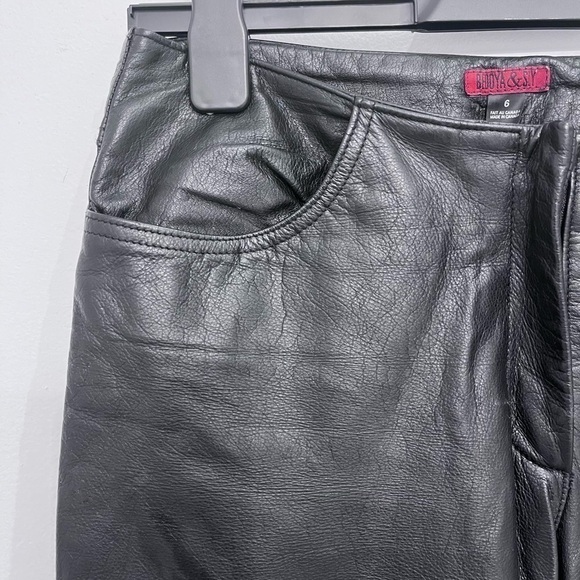 VINTAGE black leather pant size 6 straight leg - Picture 2 of 10